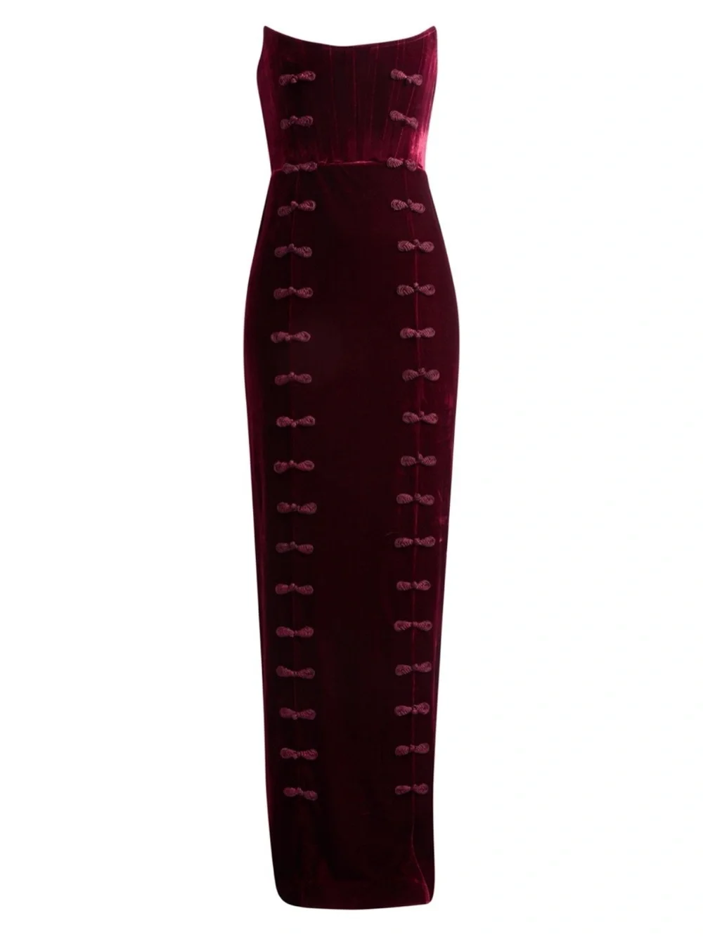 Sau Lee Vesper Strapless Velvet Gown in Wine / Burgundy 12